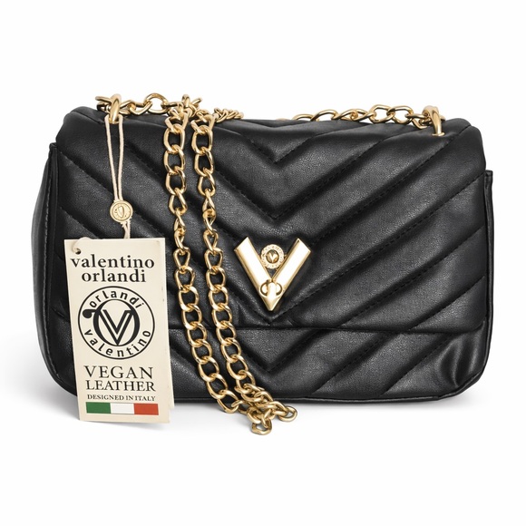 Valentino Orlandi Handbags - Valentino Orlandi Black Vegan Leather Shoulder Bag. NWT